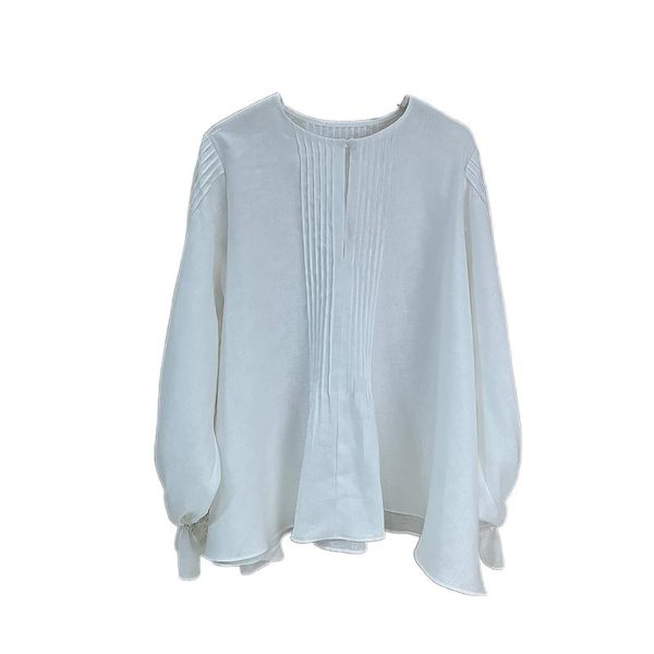 510d3pOQgL.jpg Women's Shirt Spring Elegant Blouse Cotton Lace Long Sleeve Tops
