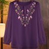 Ladies' Summer Chiffon Long-Sleeved Top for Handicraft Markets Markets Blouse for Women