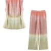 Women Printed Belted Vest & Pants Set, V‑Neck Single‑Button Top + Zipper Slim Trousers