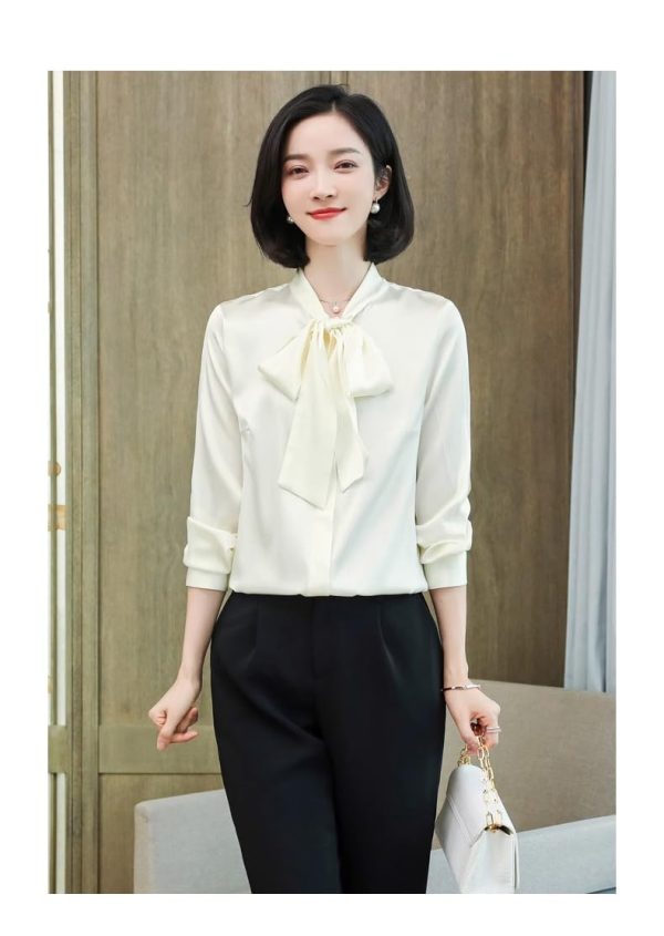 Ladies' Summer Chiffon Top Long-Sleeved for Office Wear Breathable Blouse for Women