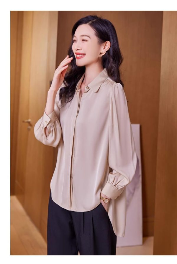 Ladies' Summer Long-Sleeved Chiffon Top for Business Loose Fit Blouse for Women