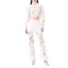 Women's Crochet Lace Set - Lantern Sleeve Top & High Waist Pants Bohemian Outfit