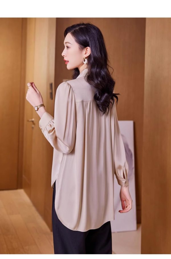 Ladies' Summer Long-Sleeved Chiffon Top for Business Loose Fit Blouse for Women