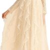 Vintage Inspired Long Sleeve Dress Women's Elegant Stand Collar Lace Long Skirt Gold Polka Dot Casual Flowing Long Gown