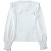 Lolita Women Ruffle Sailor Collar Blouse Shirt Kawaii Teen Bow Tie Cat Ears Fashion Button Front Junior Cute Tops