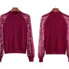 Ladies' Summer Long-Sleeved Chiffon Shirt with Lace & Embroidery for Weddings Galas Blouse for Women