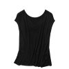 Women's Silk Tee Shirt V-Neck Sleeveless Batwing Pleated Hem Casual Top