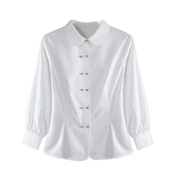 51A0inbGvFL.jpg Ladies' Summer Long-Sleeved Chiffon Shirt for Business Meetings Trade Shows Corporate Events Blouse for Women