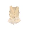 Women Angola Red Knit Vest, V‑Neck Sleeveless Luxury Top