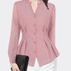 Ladies' Summer Long-Sleeved Chiffon Shirt for Work Travel and Office Breathable Soft Top Blouse for Women