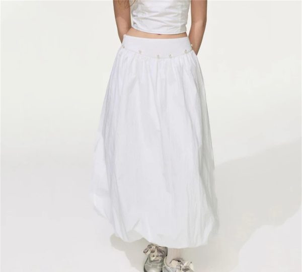 Women Off‑Shoulder Crop Top & Skirt Set, Pearl Embellished
