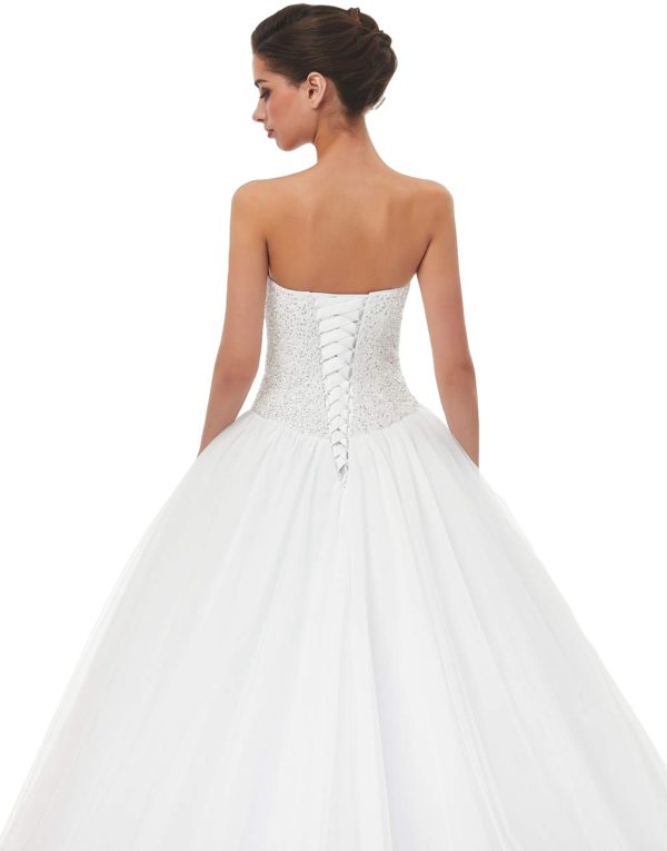 Sweetheart Tulle Ball Gown Wedding Dress, A-line Bridal Gown with Train