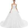 Sweetheart Tulle Ball Gown Wedding Dress, A-line Bridal Gown with Train