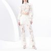 Women's Crochet Lace Set - Lantern Sleeve Top & High Waist Pants Bohemian Outfit