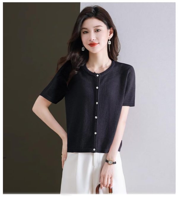 Women's Knitwear Short Sleeve Cardigan Summer Shawl Commuting Casual Top