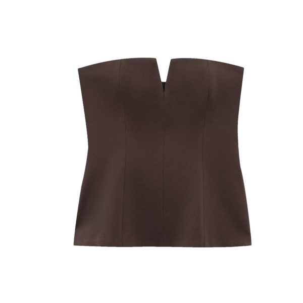 Women Two‑Tone Strap Vest, Off‑Shoulder Sleeveless Slim Top