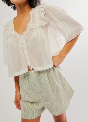 Women Y2K See Through Peplum Shirt Ruffle Lace Trim Buttons Tops Short Sleeve Doll Collar Babydoll Blouse Streetwear