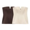 Women Two‑Tone Strap Vest, Off‑Shoulder Sleeveless Slim Top
