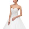 Sweetheart Tulle Ball Gown Wedding Dress, A-line Bridal Gown with Train