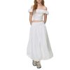 Women Off‑Shoulder Crop Top & Skirt Set, Pearl Embellished