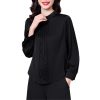 Ladies' Summer Lightweight Chiffon Shirt Long-Sleeved Business Casual Blouse for Women