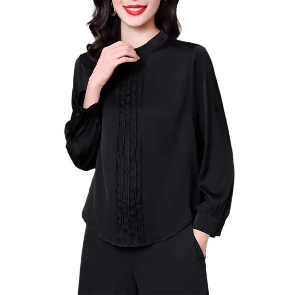 51WGsKYS7L.jpg Ladies' Summer Lightweight Chiffon Shirt Long-Sleeved Business Casual Blouse for Women