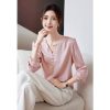 Ladies' Summer Chiffon Top Long-Sleeved for Business Trips Daily Flowing Blouse for Women