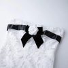 Sexy Sleeveless Flower Embroidery Slim Fit Wrap Hip Top Mesh Slim Fitting Lace Elegant Splicing Dress (White,Large)