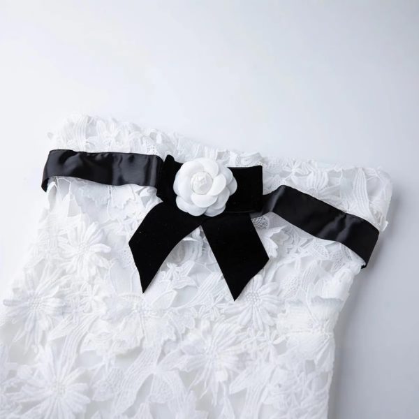 51XpLpLv-iL.jpg Sexy Sleeveless Flower Embroidery Slim Fit Wrap Hip Top Mesh Slim Fitting Lace Elegant Splicing Dress (White,Large)