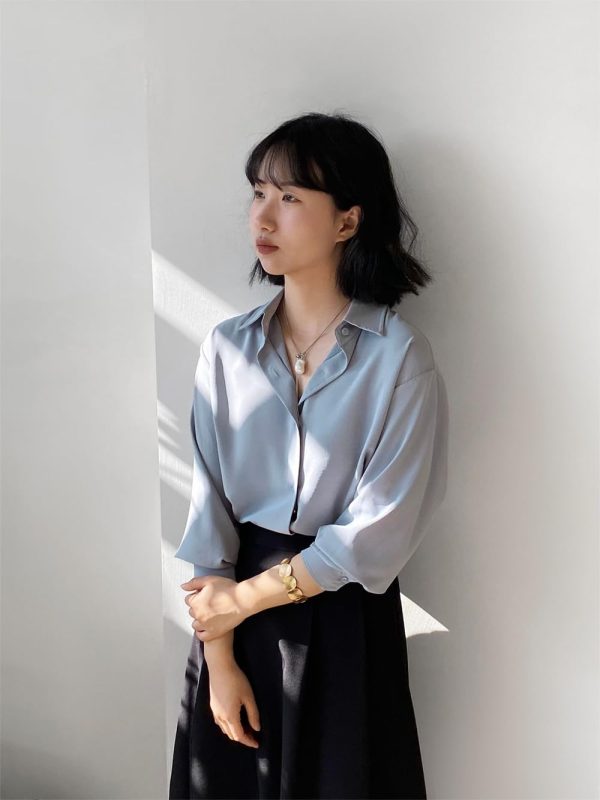 Women's Lace Collar Shirt Spring Korean Style Elegant Long Sleeve Tops