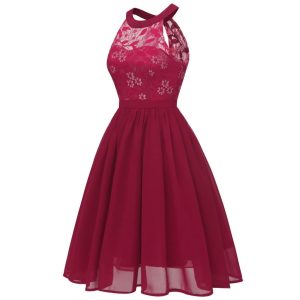 Broken Flower Lace Dress Female Vintage Princess Cocktail Collar Party Swing Dress Elegant