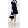 Women's 2025 Knit Lace Collar Dress - Short Sleeve Color Block