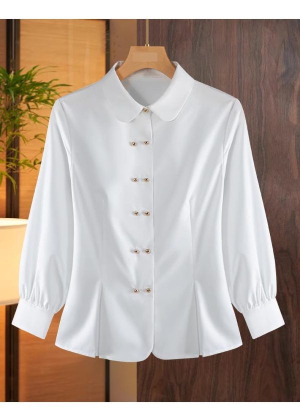 51bPGdwvDaL.jpg Ladies' Summer Long-Sleeved Chiffon Shirt for Business Meetings Trade Shows Corporate Events Blouse for Women