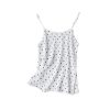 Women’s 100 Percent Mulberry Silk Crepe De Chine Dot Print Sexy Suspender Tank Top