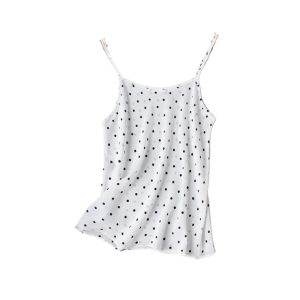 Women’s 100 Percent Mulberry Silk Crepe De Chine Dot Print Sexy Suspender Tank Top