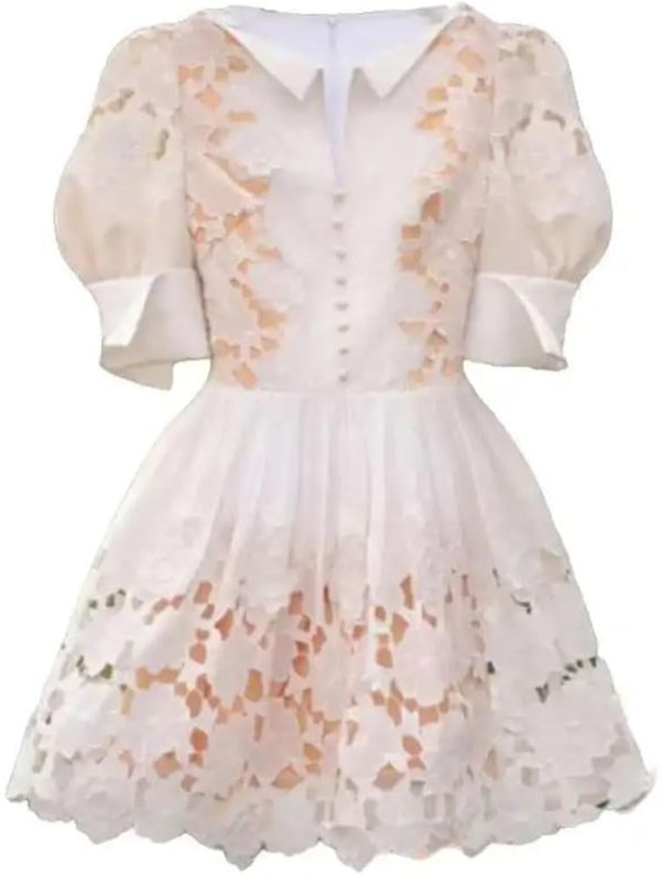 51czwNiU-gL.jpg Women’s Dress V-Neck Puff Half Sleeve Summer Ball Gown Casual Solid Floral Lace Slim Fit Dresses