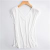Women's Silk Tee Shirt V-Neck Sleeveless Batwing Pleated Hem Casual Top