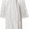 Vintage Summer Women Maxi Dress Striped Slim Fit Travel Suspender Dress Elegant Casual Hollow Lace Beach Outing Skirt
