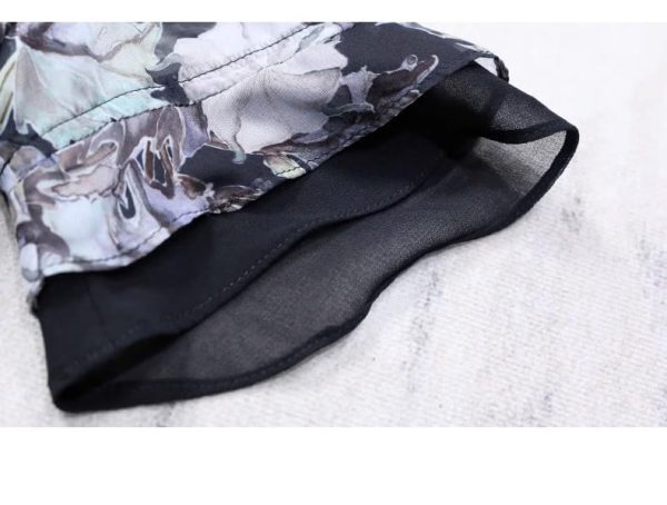 Ladies' Lightweight Chiffon Shirt Long-Sleeved for Summer Work and Travel Printed Top Blouse for Women