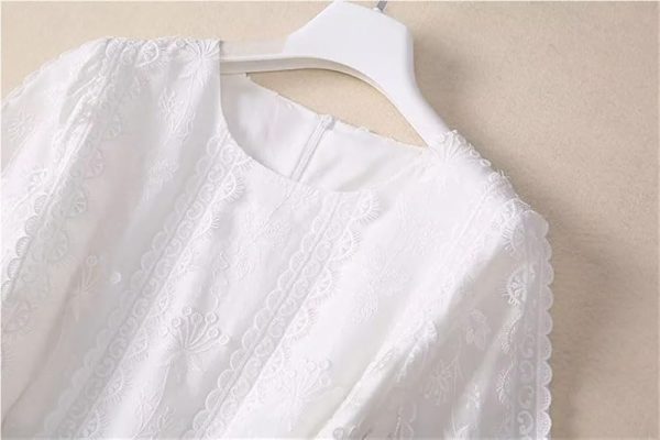 51e58BrcbEL.jpg Women's White Vintage Casual Daily Wear Vacation Dresses Flower Embroidery Lace Princess Dress