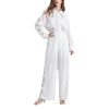 Women's Lace Shirt Set - Hollow Out Top & Elastic Waist Pants 2-Piece