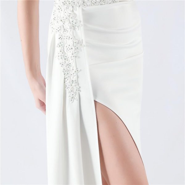 Women's Spaghetti Straps Deadening Lace Floral Mermaid Prom Dress Wedding Dress Elegant Formal Evening Gown