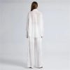 Women's Lace Shirt Set - Hollow Out Top & Elastic Waist Pants 2-Piece