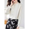 Ladies' Summer Long-Sleeved Chiffon Top Elegant for Travel Office Flowing Work Blouse for Women