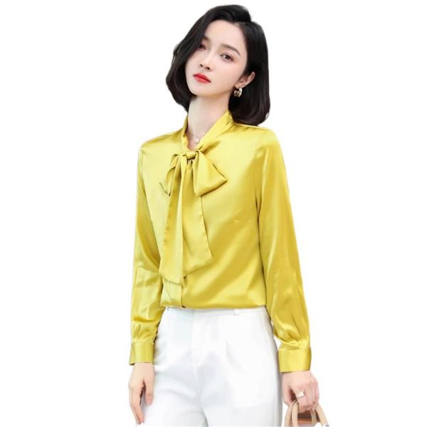 Ladies' Summer Chiffon Top Long-Sleeved for Office Wear Breathable Blouse for Women