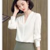 Ladies' Chiffon Top Summer Long-Sleeved Work Travel Cool Loose Blouse for Women