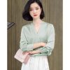 Ladies' Chiffon Top Summer Long-Sleeved Work Travel Cool Loose Blouse for Women