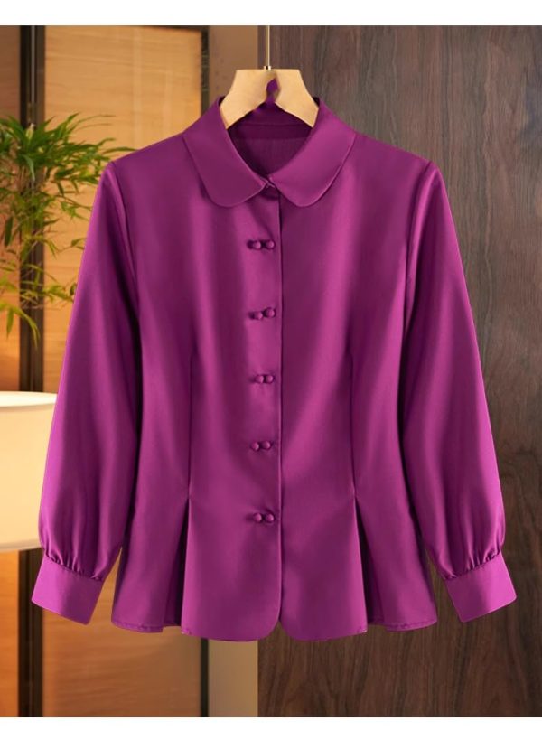 51l1hk97EYL.jpg Ladies' Summer Long-Sleeved Chiffon Shirt for Business Meetings Trade Shows Corporate Events Blouse for Women