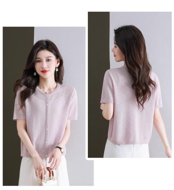 Women's Knitwear Short Sleeve Cardigan Summer Shawl Commuting Casual Top