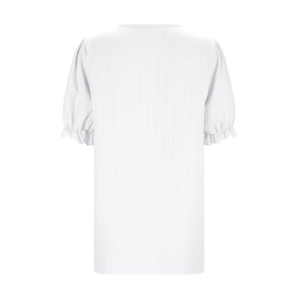Womens 2025 Lace Shirts Elegant Short Sleeve V Neck Blouses Solid Textured T-Shirt Casual Comfy Outing Tops